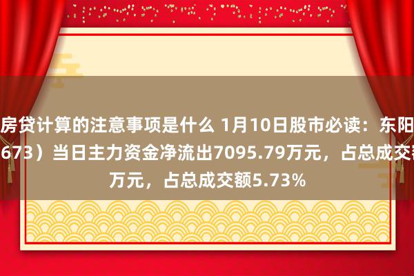 房贷计算的注意事项是什么 1月10日股市必读：东阳光（600673）当日主力资金净流出7095.79万元，占总成交额5.73%