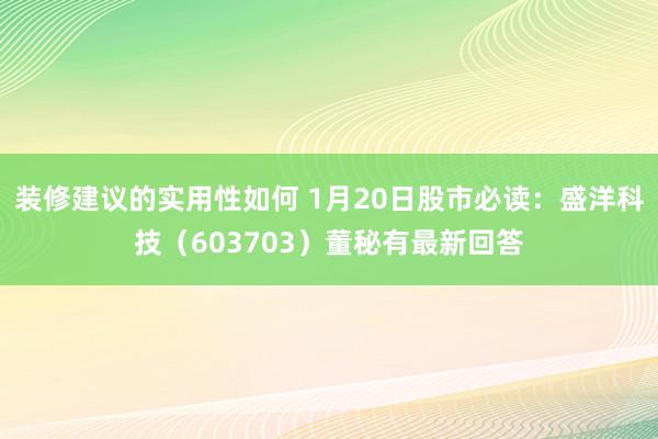 装修建议的实用性如何 1月20日股市必读：盛洋科技（603703）董秘有最新回答