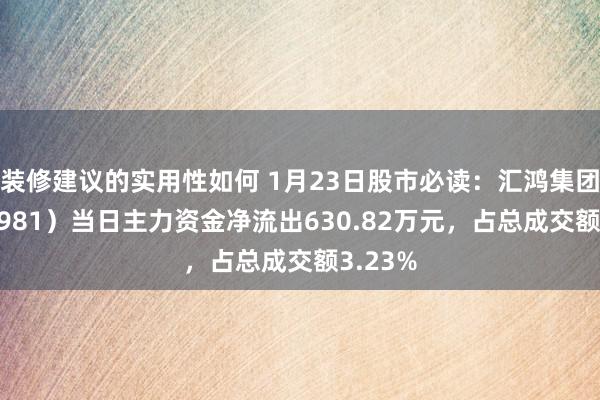 装修建议的实用性如何 1月23日股市必读：汇鸿集团（600981）当日主力资金净流出630.82万元，占总成交额3.23%