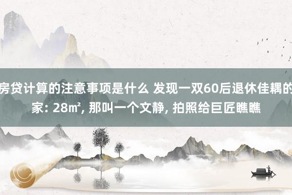 房贷计算的注意事项是什么 发现一双60后退休佳耦的家: 28㎡, 那叫一个文静, 拍照给巨匠瞧瞧