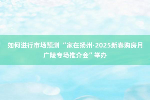 如何进行市场预测 “家在扬州·2025新春购房月广陵专场推介会”举办