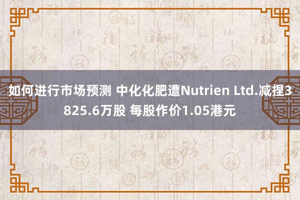 如何进行市场预测 中化化肥遭Nutrien Ltd.减捏3825.6万股 每股作价1.05港元