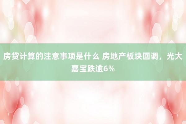 房贷计算的注意事项是什么 房地产板块回调，光大嘉宝跌逾6%