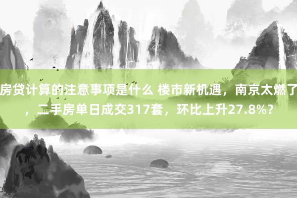 房贷计算的注意事项是什么 楼市新机遇，南京太燃了，二手房单日成交317套，环比上升27.8%？