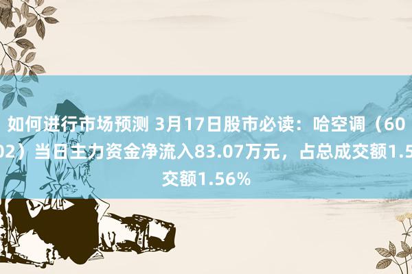 如何进行市场预测 3月17日股市必读：哈空调（600202）当日主力资金净流入83.07万元，占总成交额1.56%