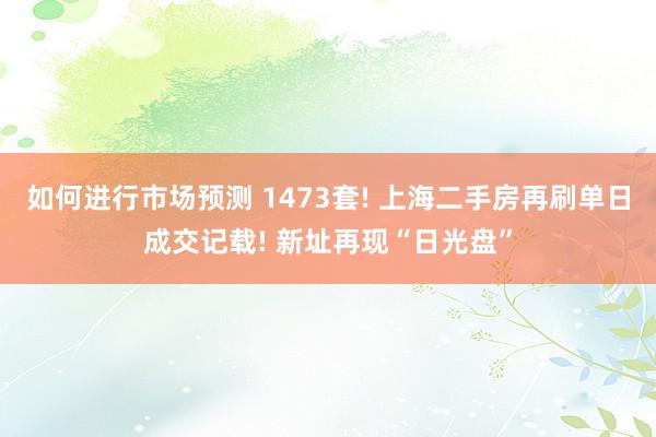 如何进行市场预测 1473套! 上海二手房再刷单日成交记载! 新址再现“日光盘”